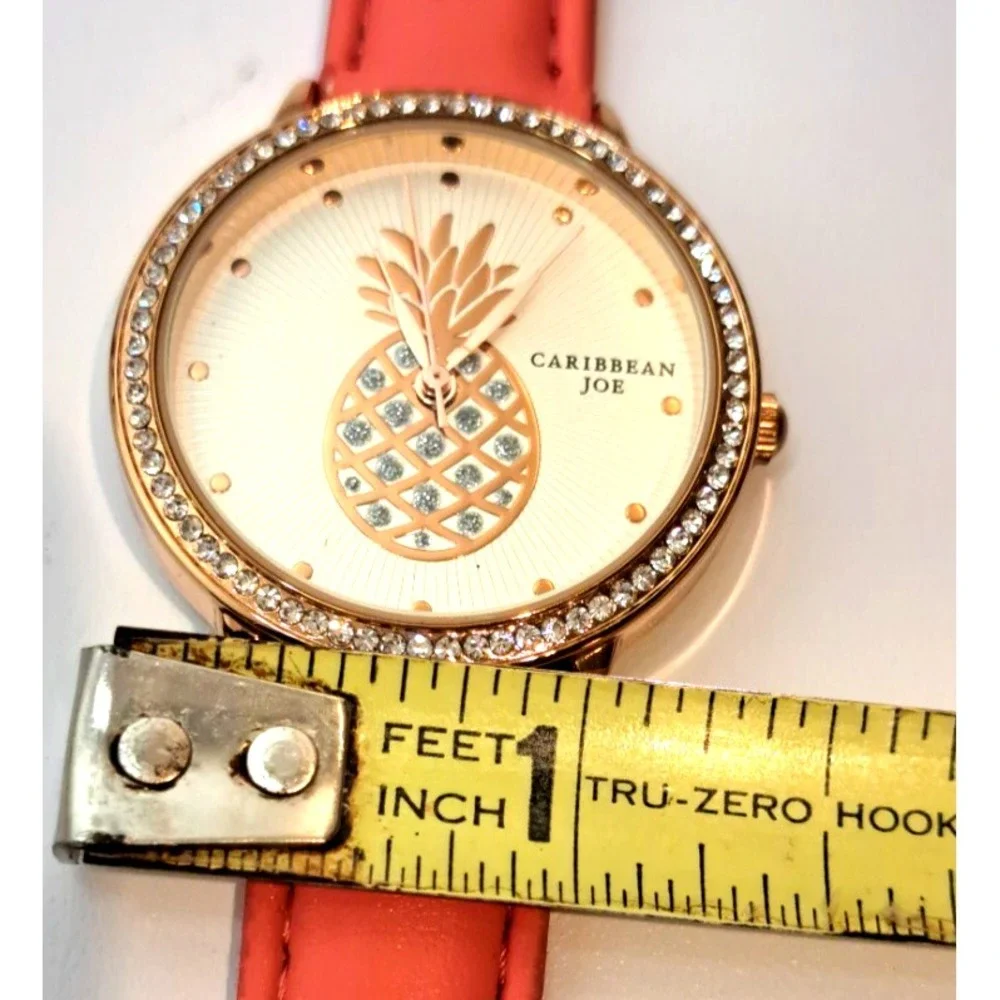 Lot of 2 Preppy Watches Caribbean Joe Pineapple Pink Geneva Rhinestone‎ Green